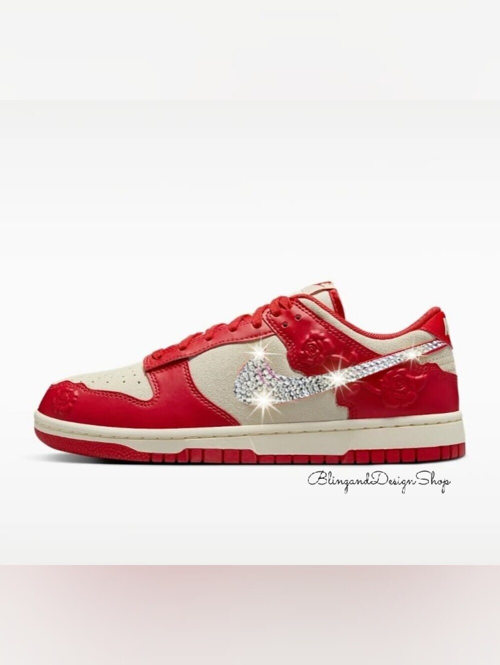 Bling Nike Dunk Low Floral Women's Shoes Customized With Crystals